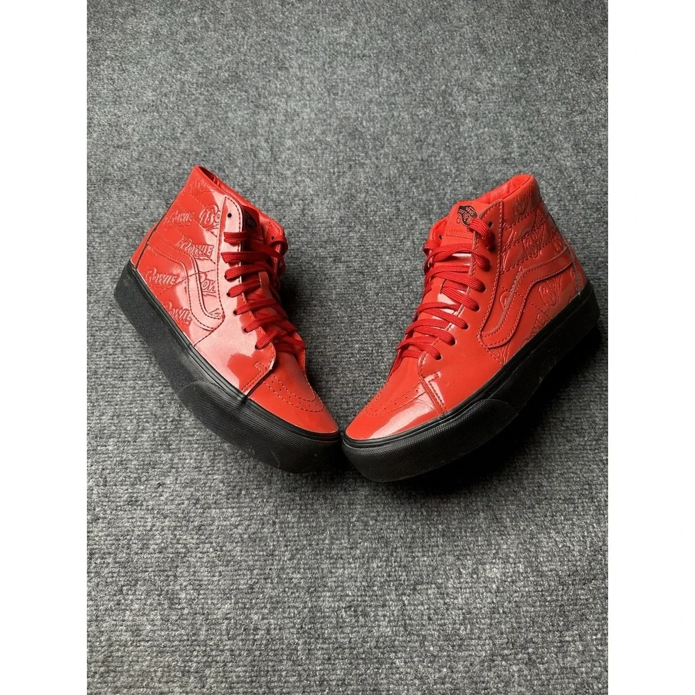 Womens Vans Sk8-Hi Platform 2.0 Bowie Ziggy Red Leather, Size US 8